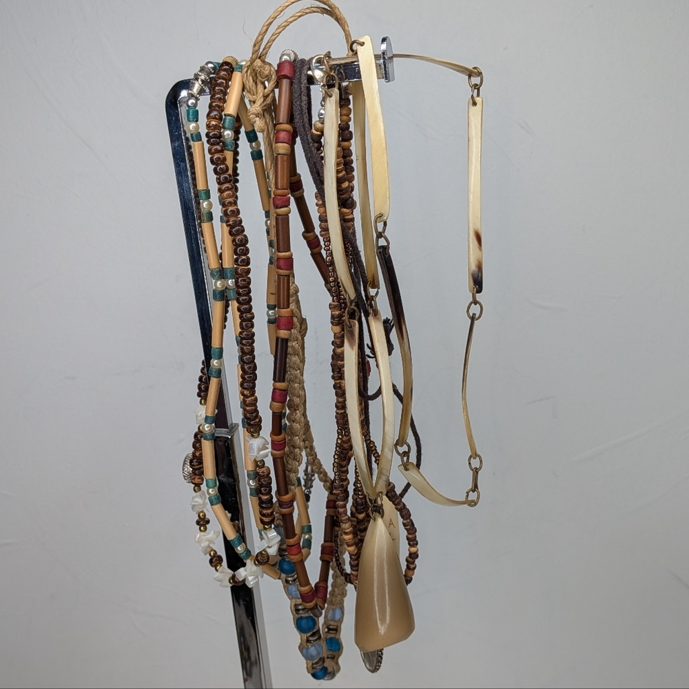 Boho Jewelry Lot Wood Bead Necklaces Bracelets Shell Indie Hippie Festival - Picture 8 of 14